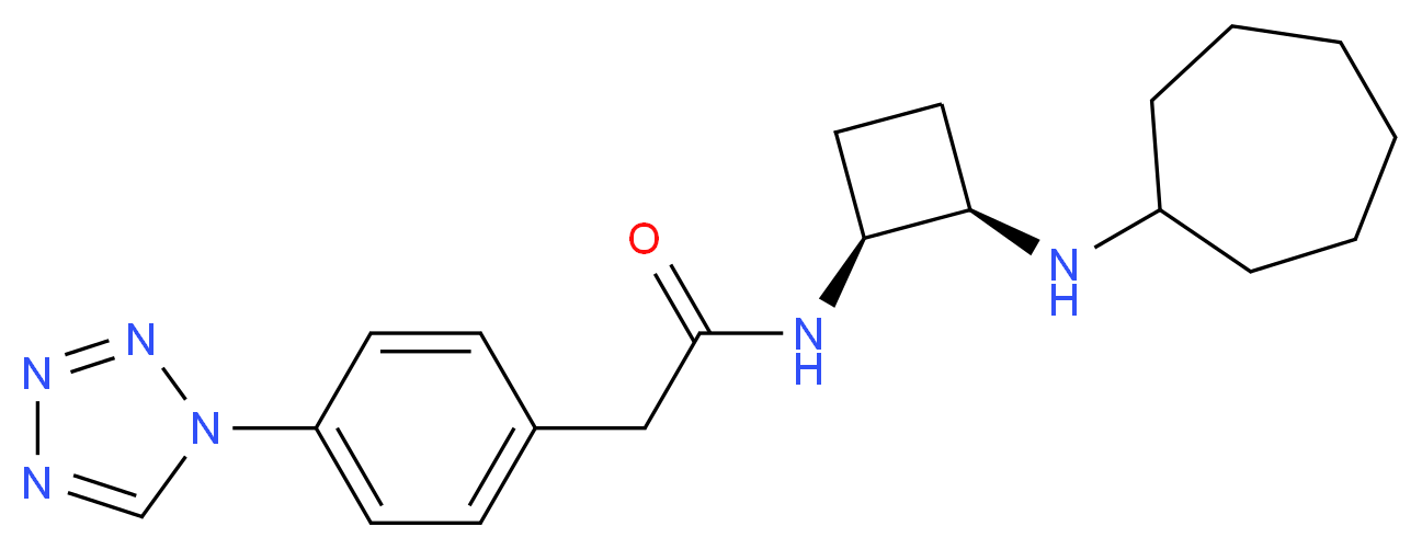 N-[(1S*,2R*)-2-(cycloheptylamino)cyclobutyl]-2-[4-(1H-tetrazol-1-yl)phenyl]acetamide_Molecular_structure_CAS_)