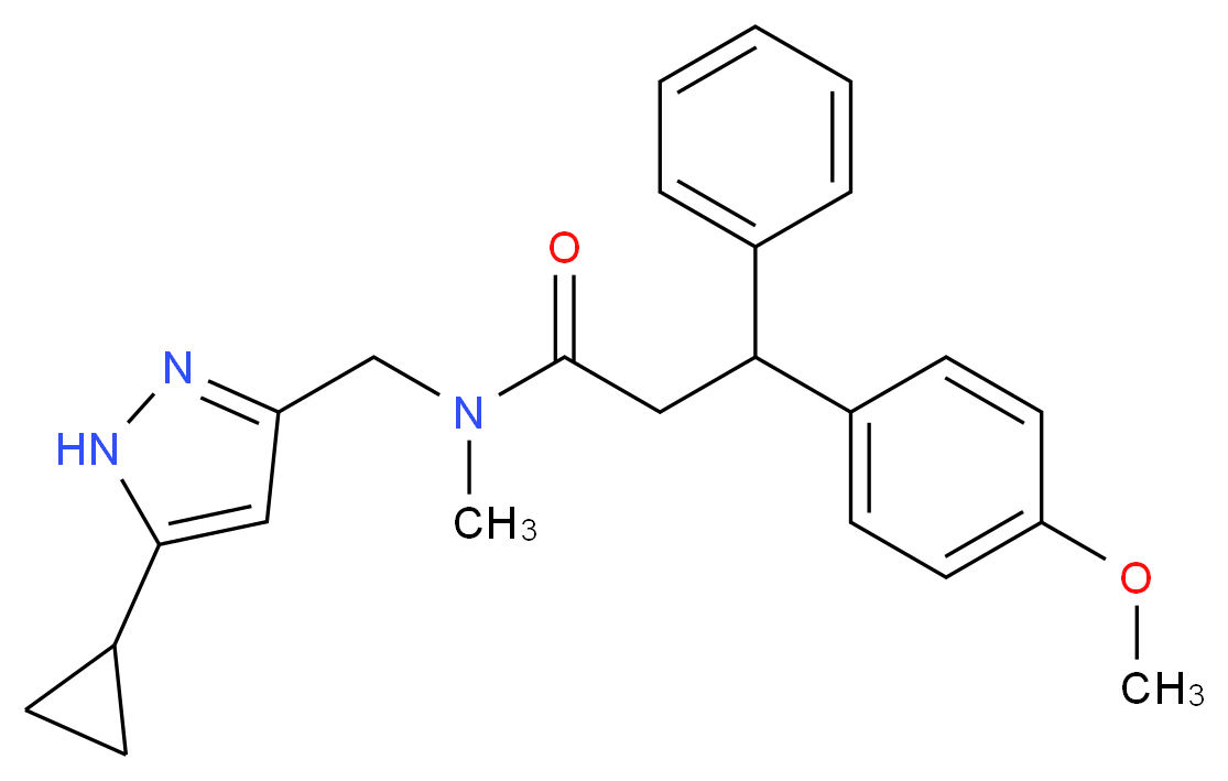 N-[(5-cyclopropyl-1H-pyrazol-3-yl)methyl]-3-(4-methoxyphenyl)-N-methyl-3-phenylpropanamide_Molecular_structure_CAS_)