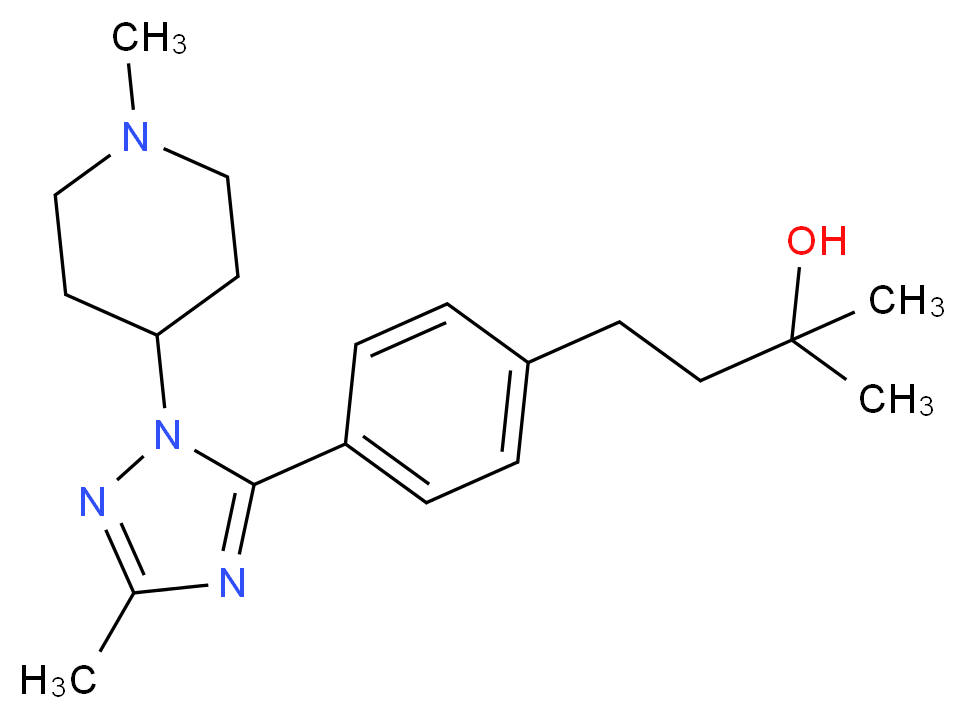 2-methyl-4-{4-[3-methyl-1-(1-methylpiperidin-4-yl)-1H-1,2,4-triazol-5-yl]phenyl}butan-2-ol_Molecular_structure_CAS_)