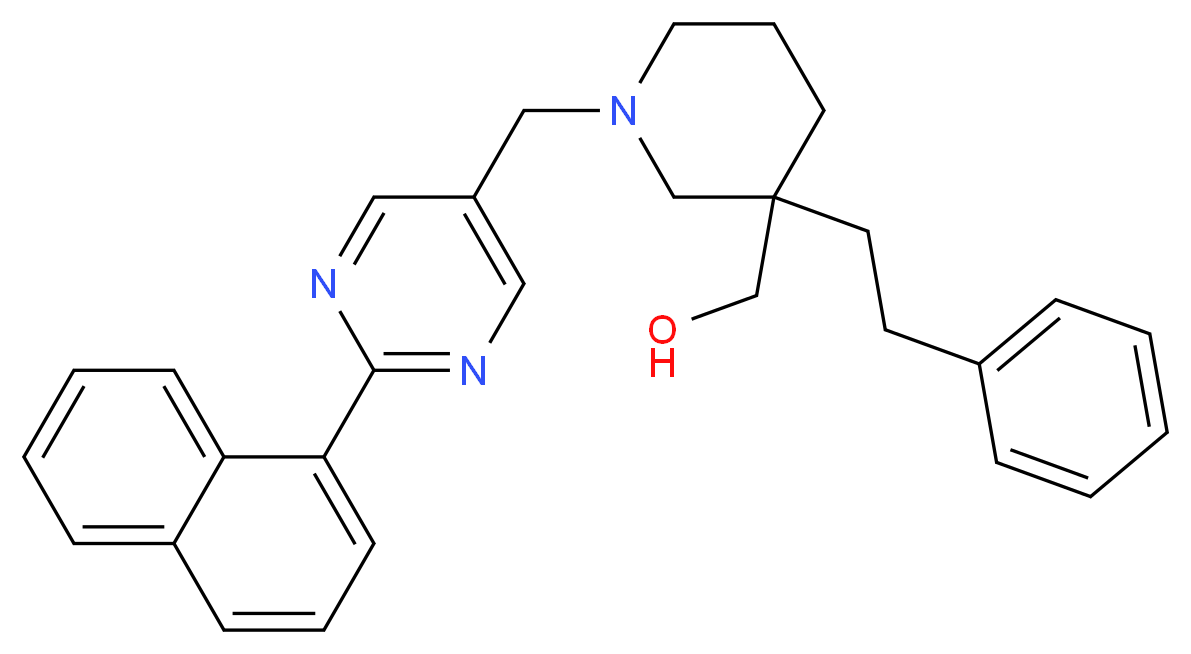 [1-{[2-(1-naphthyl)-5-pyrimidinyl]methyl}-3-(2-phenylethyl)-3-piperidinyl]methanol_Molecular_structure_CAS_)