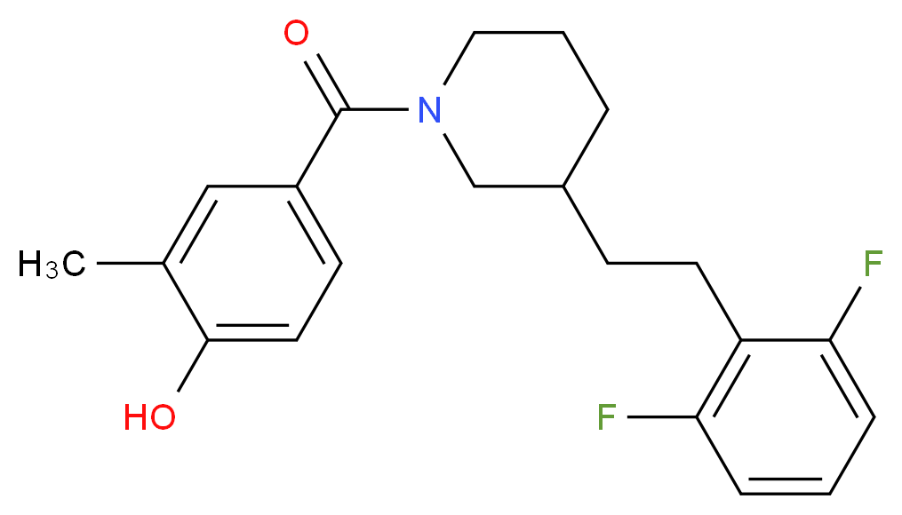 4-({3-[2-(2,6-difluorophenyl)ethyl]-1-piperidinyl}carbonyl)-2-methylphenol_Molecular_structure_CAS_)