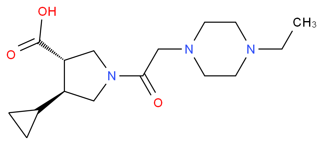 (3S*,4S*)-4-cyclopropyl-1-[(4-ethyl-1-piperazinyl)acetyl]-3-pyrrolidinecarboxylic acid_Molecular_structure_CAS_)