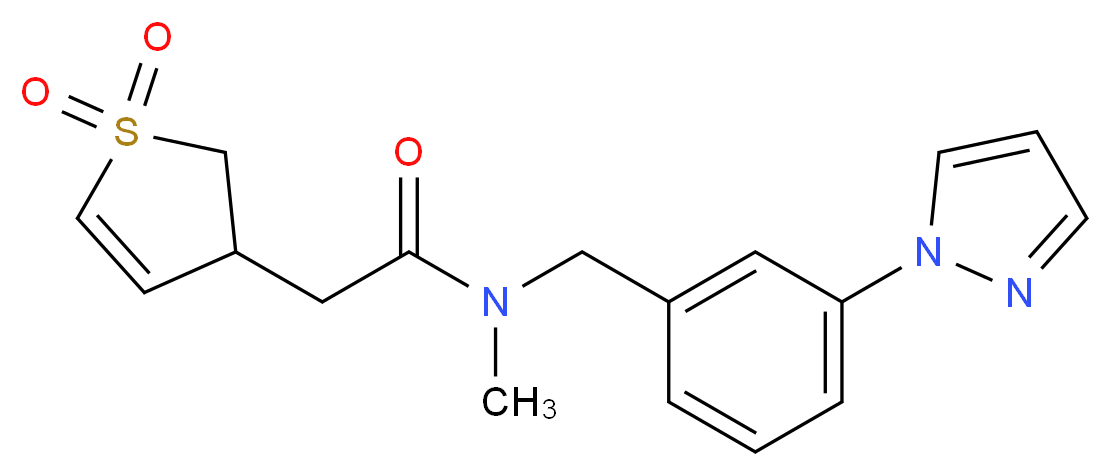 2-(1,1-dioxido-2,3-dihydro-3-thienyl)-N-methyl-N-[3-(1H-pyrazol-1-yl)benzyl]acetamide_Molecular_structure_CAS_)