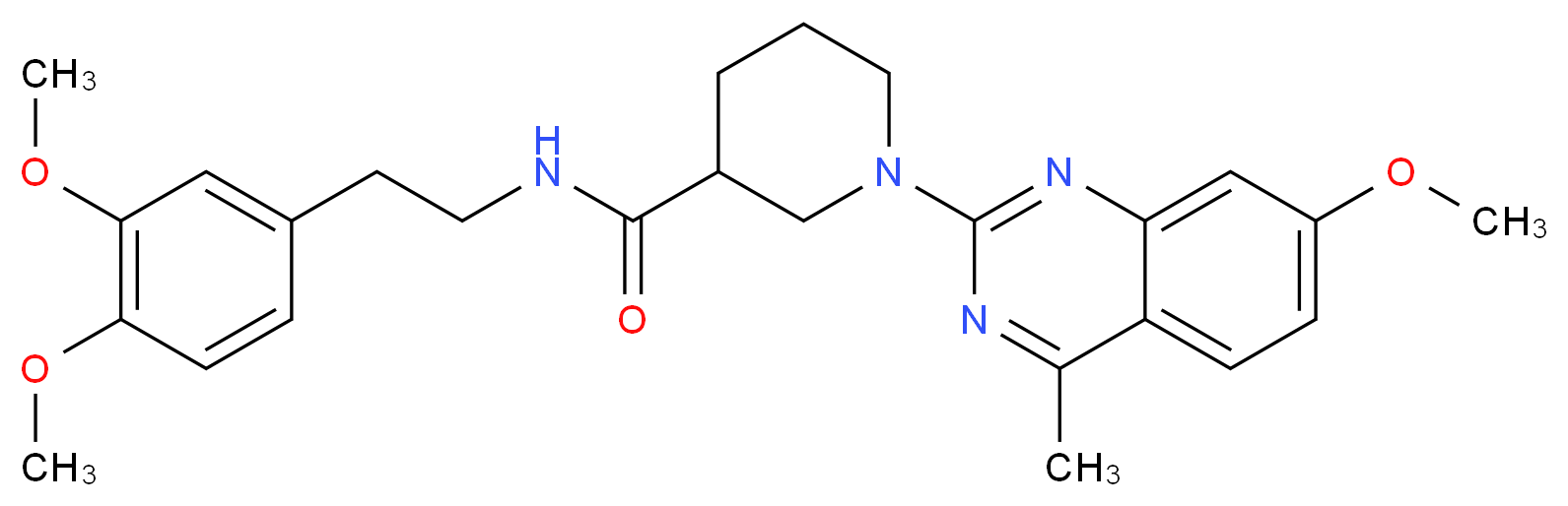 N-[2-(3,4-dimethoxyphenyl)ethyl]-1-(7-methoxy-4-methyl-2-quinazolinyl)-3-piperidinecarboxamide_Molecular_structure_CAS_)