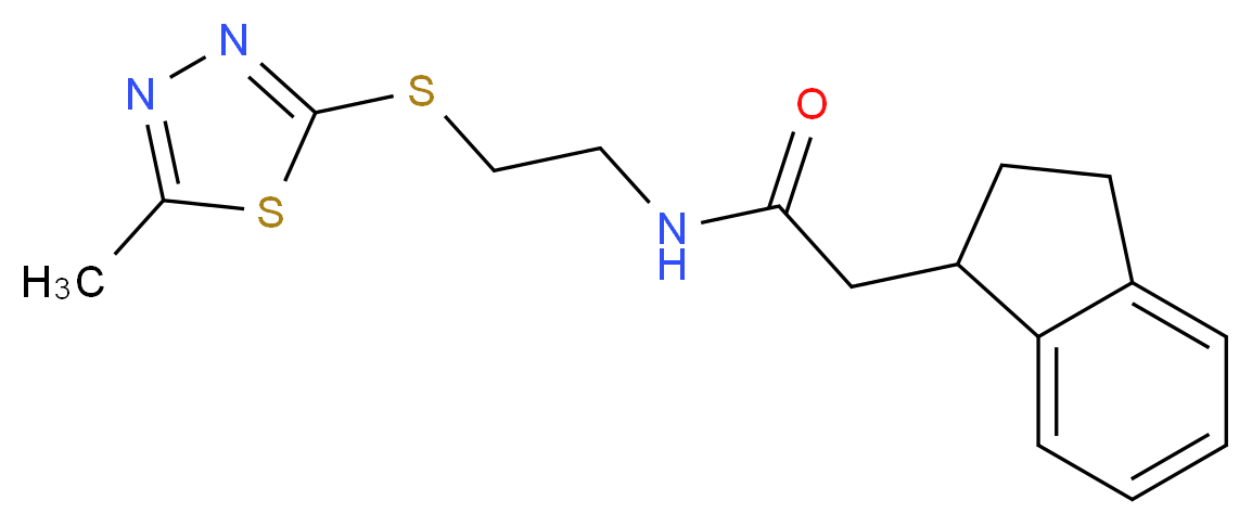2-(2,3-dihydro-1H-inden-1-yl)-N-{2-[(5-methyl-1,3,4-thiadiazol-2-yl)thio]ethyl}acetamide_Molecular_structure_CAS_)