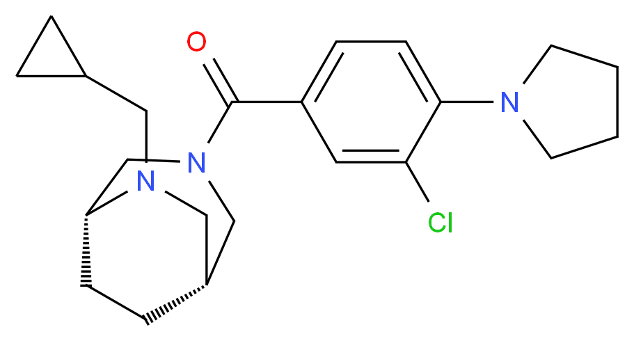 (1R*,5R*)-3-(3-chloro-4-pyrrolidin-1-ylbenzoyl)-6-(cyclopropylmethyl)-3,6-diazabicyclo[3.2.2]nonane_Molecular_structure_CAS_)