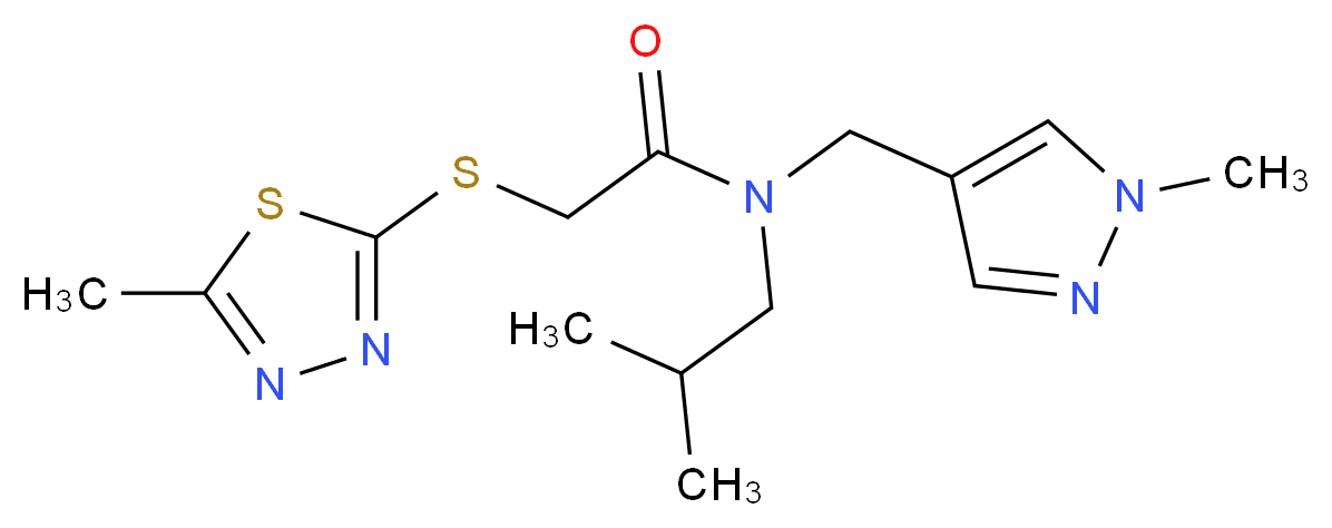 N-isobutyl-N-[(1-methyl-1H-pyrazol-4-yl)methyl]-2-[(5-methyl-1,3,4-thiadiazol-2-yl)thio]acetamide_Molecular_structure_CAS_)