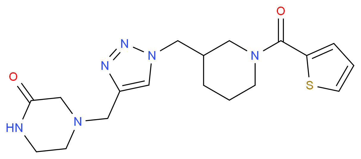 4-[(1-{[1-(2-thienylcarbonyl)piperidin-3-yl]methyl}-1H-1,2,3-triazol-4-yl)methyl]piperazin-2-one_Molecular_structure_CAS_)
