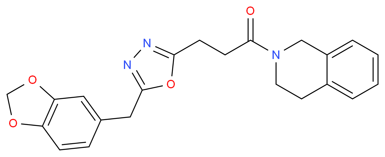 2-{3-[5-(1,3-benzodioxol-5-ylmethyl)-1,3,4-oxadiazol-2-yl]propanoyl}-1,2,3,4-tetrahydroisoquinoline_Molecular_structure_CAS_)