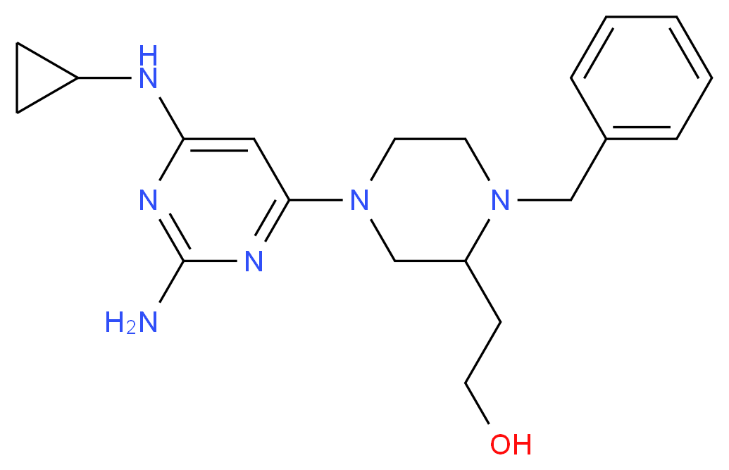 2-{4-[2-amino-6-(cyclopropylamino)-4-pyrimidinyl]-1-benzyl-2-piperazinyl}ethanol_Molecular_structure_CAS_)