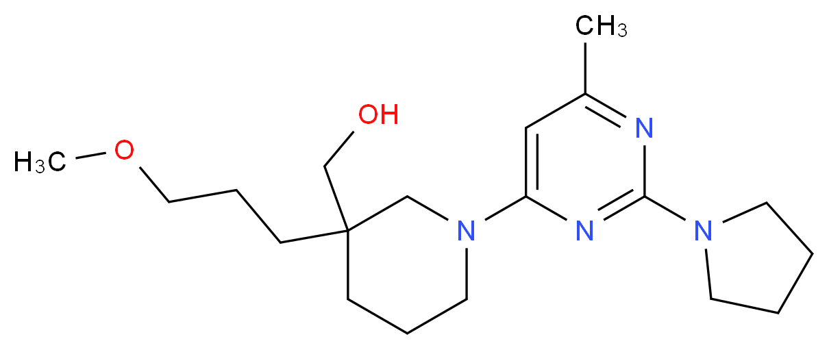 {3-(3-methoxypropyl)-1-[6-methyl-2-(1-pyrrolidinyl)-4-pyrimidinyl]-3-piperidinyl}methanol_Molecular_structure_CAS_)