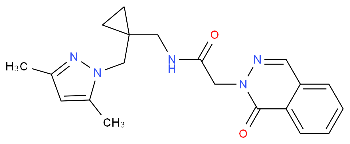 N-({1-[(3,5-dimethyl-1H-pyrazol-1-yl)methyl]cyclopropyl}methyl)-2-(1-oxophthalazin-2(1H)-yl)acetamide_Molecular_structure_CAS_)
