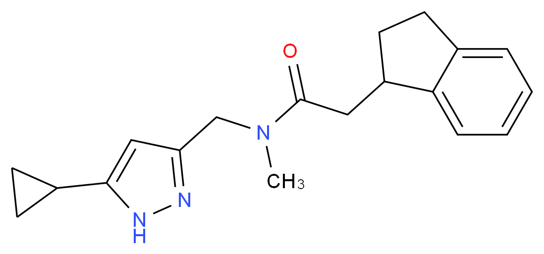 N-[(5-cyclopropyl-1H-pyrazol-3-yl)methyl]-2-(2,3-dihydro-1H-inden-1-yl)-N-methylacetamide_Molecular_structure_CAS_)