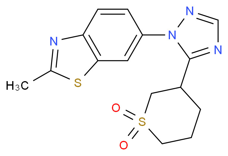 6-[5-(1,1-dioxidotetrahydro-2H-thiopyran-3-yl)-1H-1,2,4-triazol-1-yl]-2-methyl-1,3-benzothiazole_Molecular_structure_CAS_)