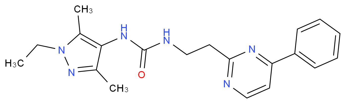 N-(1-ethyl-3,5-dimethyl-1H-pyrazol-4-yl)-N'-[2-(4-phenylpyrimidin-2-yl)ethyl]urea_Molecular_structure_CAS_)