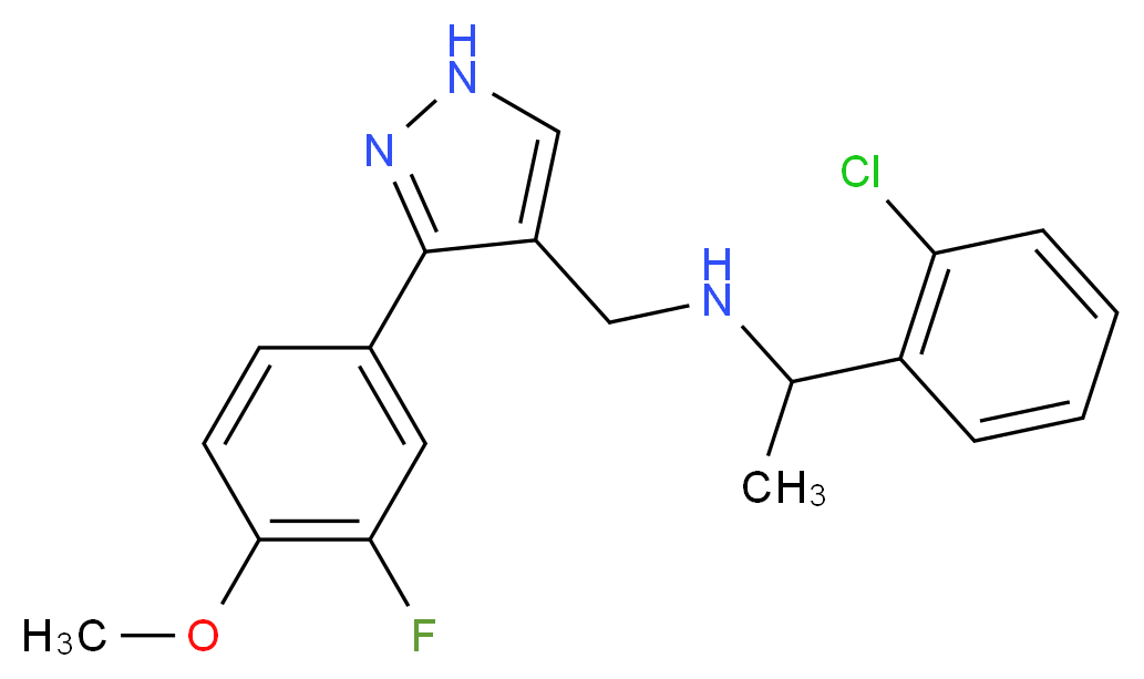 1-(2-chlorophenyl)-N-{[3-(3-fluoro-4-methoxyphenyl)-1H-pyrazol-4-yl]methyl}ethanamine_Molecular_structure_CAS_)