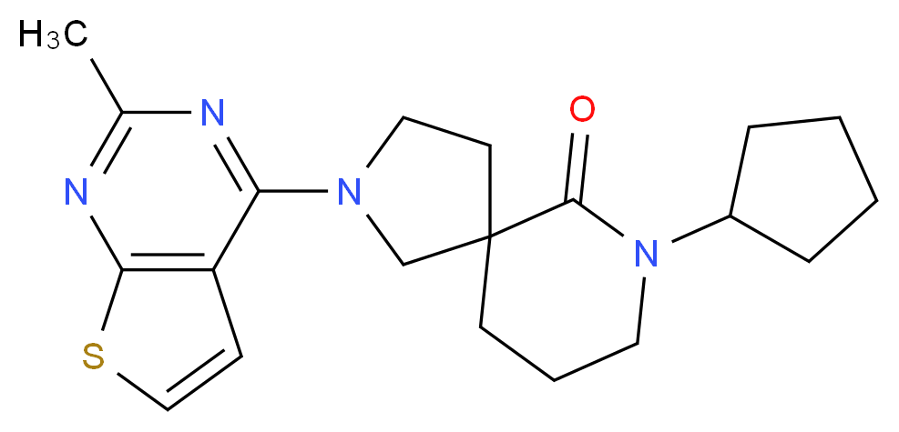 7-cyclopentyl-2-(2-methylthieno[2,3-d]pyrimidin-4-yl)-2,7-diazaspiro[4.5]decan-6-one_Molecular_structure_CAS_)