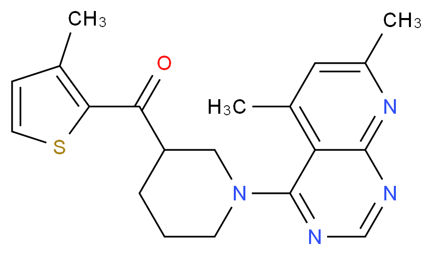 [1-(5,7-dimethylpyrido[2,3-d]pyrimidin-4-yl)piperidin-3-yl](3-methyl-2-thienyl)methanone_Molecular_structure_CAS_)