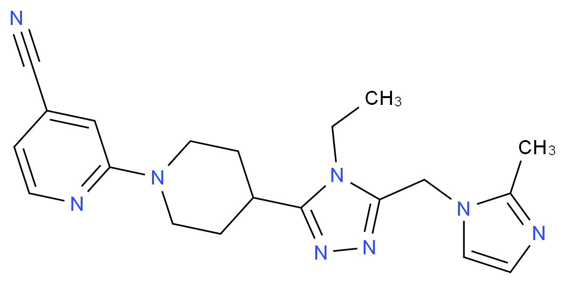 2-(4-{4-ethyl-5-[(2-methyl-1H-imidazol-1-yl)methyl]-4H-1,2,4-triazol-3-yl}piperidin-1-yl)isonicotinonitrile_Molecular_structure_CAS_)