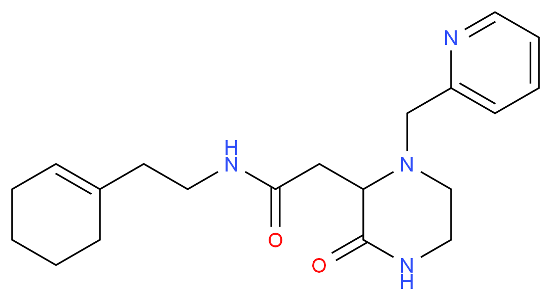 N-[2-(1-cyclohexen-1-yl)ethyl]-2-[3-oxo-1-(2-pyridinylmethyl)-2-piperazinyl]acetamide_Molecular_structure_CAS_)
