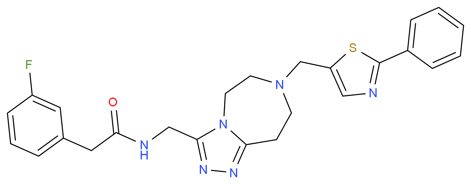 2-(3-fluorophenyl)-N-({7-[(2-phenyl-1,3-thiazol-5-yl)methyl]-6,7,8,9-tetrahydro-5H-[1,2,4]triazolo[4,3-d][1,4]diazepin-3-yl}methyl)acetamide_Molecular_structure_CAS_)