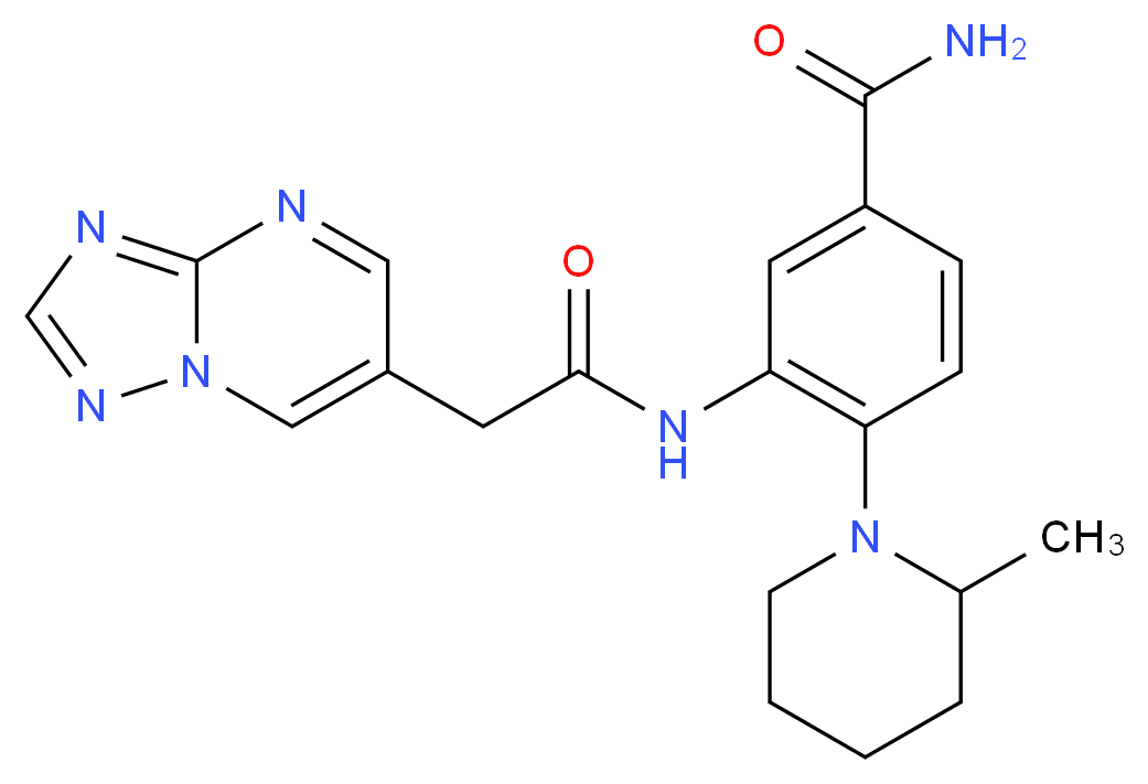 4-(2-methylpiperidin-1-yl)-3-[([1,2,4]triazolo[1,5-a]pyrimidin-6-ylacetyl)amino]benzamide_Molecular_structure_CAS_)