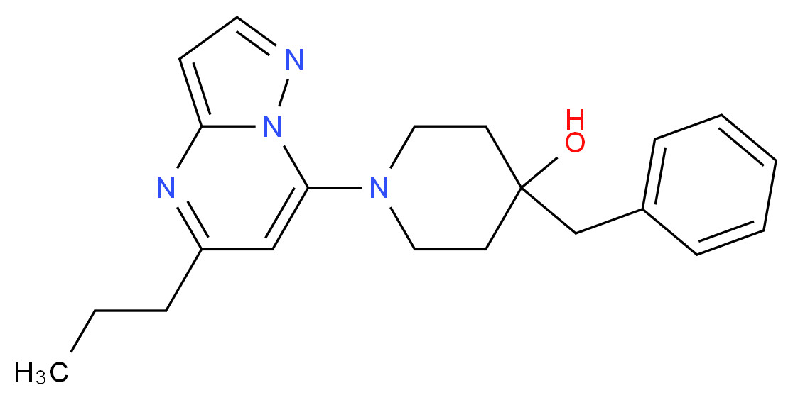 4-benzyl-1-(5-propylpyrazolo[1,5-a]pyrimidin-7-yl)piperidin-4-ol_Molecular_structure_CAS_)