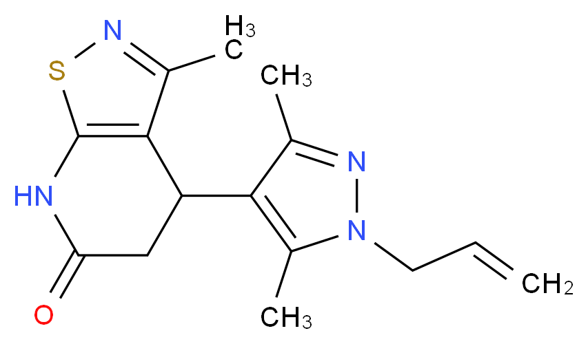 4-(1-allyl-3,5-dimethyl-1H-pyrazol-4-yl)-3-methyl-4,7-dihydroisothiazolo[5,4-b]pyridin-6(5H)-one_Molecular_structure_CAS_)