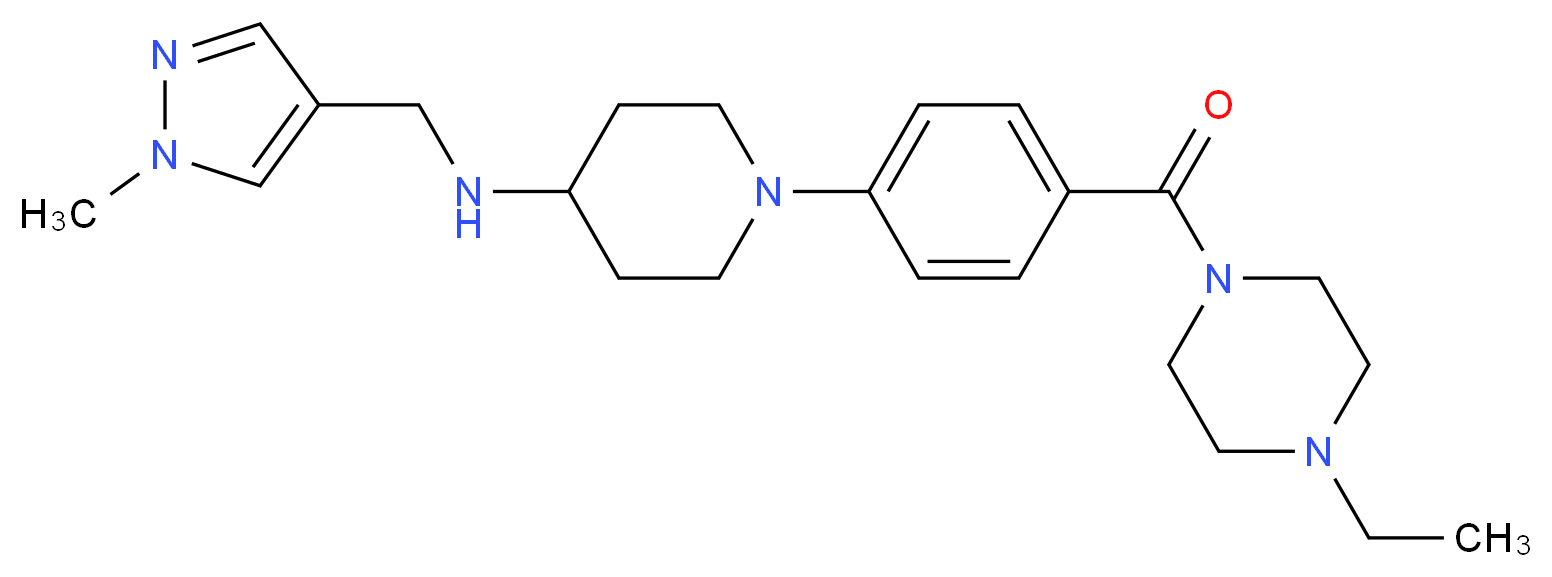 1-{4-[(4-ethyl-1-piperazinyl)carbonyl]phenyl}-N-[(1-methyl-1H-pyrazol-4-yl)methyl]-4-piperidinamine_Molecular_structure_CAS_)