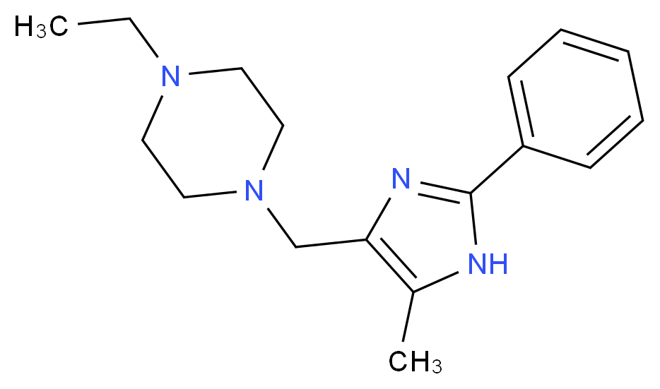 1-ethyl-4-[(5-methyl-2-phenyl-1H-imidazol-4-yl)methyl]piperazine_Molecular_structure_CAS_)