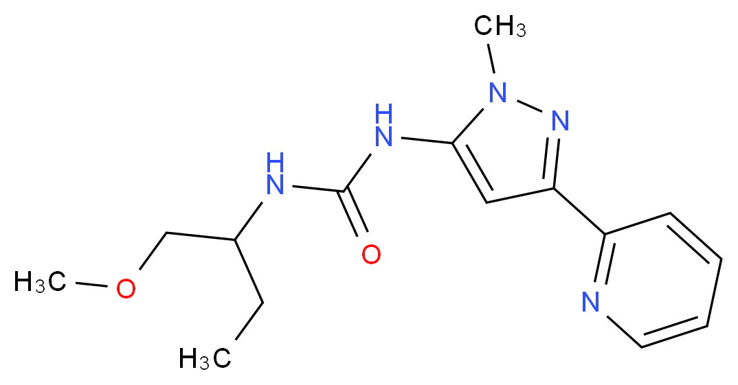 N-[1-(methoxymethyl)propyl]-N'-(1-methyl-3-pyridin-2-yl-1H-pyrazol-5-yl)urea_Molecular_structure_CAS_)