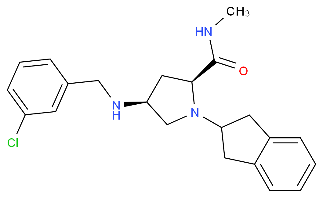 (4S)-4-[(3-chlorobenzyl)amino]-1-(2,3-dihydro-1H-inden-2-yl)-N-methyl-L-prolinamide_Molecular_structure_CAS_)