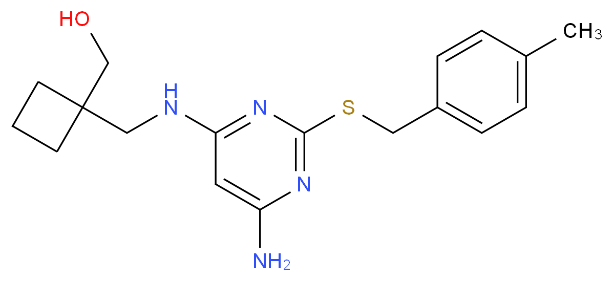 {1-[({6-amino-2-[(4-methylbenzyl)thio]pyrimidin-4-yl}amino)methyl]cyclobutyl}methanol_Molecular_structure_CAS_)