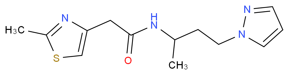 N-[1-methyl-3-(1H-pyrazol-1-yl)propyl]-2-(2-methyl-1,3-thiazol-4-yl)acetamide_Molecular_structure_CAS_)