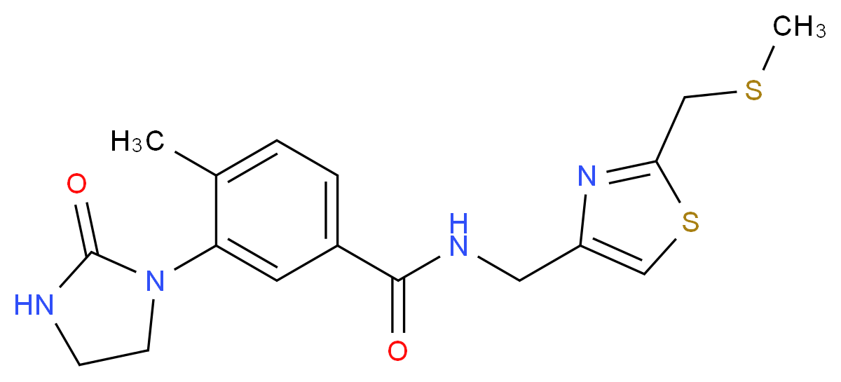 4-methyl-N-({2-[(methylthio)methyl]-1,3-thiazol-4-yl}methyl)-3-(2-oxoimidazolidin-1-yl)benzamide_Molecular_structure_CAS_)