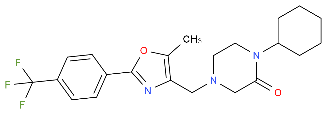 1-cyclohexyl-4-({5-methyl-2-[4-(trifluoromethyl)phenyl]-1,3-oxazol-4-yl}methyl)-2-piperazinone_Molecular_structure_CAS_)