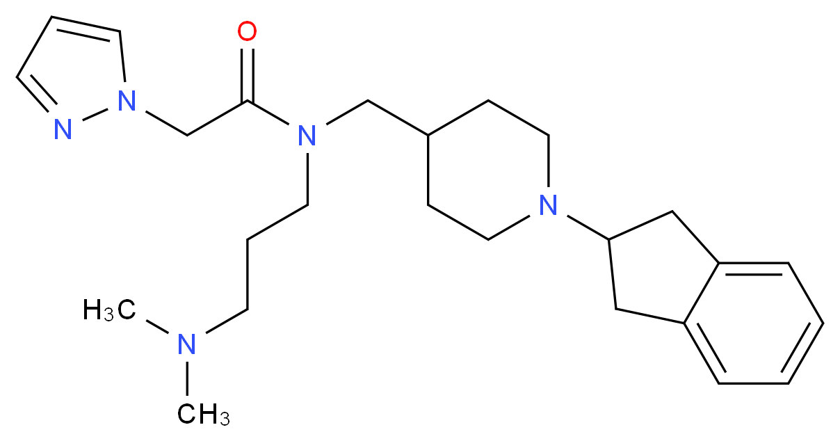 N-{[1-(2,3-dihydro-1H-inden-2-yl)-4-piperidinyl]methyl}-N-[3-(dimethylamino)propyl]-2-(1H-pyrazol-1-yl)acetamide_Molecular_structure_CAS_)