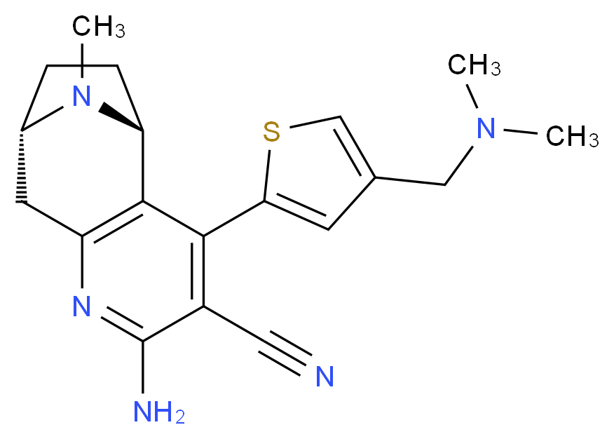 (5R*,8S*)-2-amino-4-{4-[(dimethylamino)methyl]-2-thienyl}-10-methyl-6,7,8,9-tetrahydro-5H-5,8-epiminocyclohepta[b]pyridine-3-carbonitrile_Molecular_structure_CAS_)