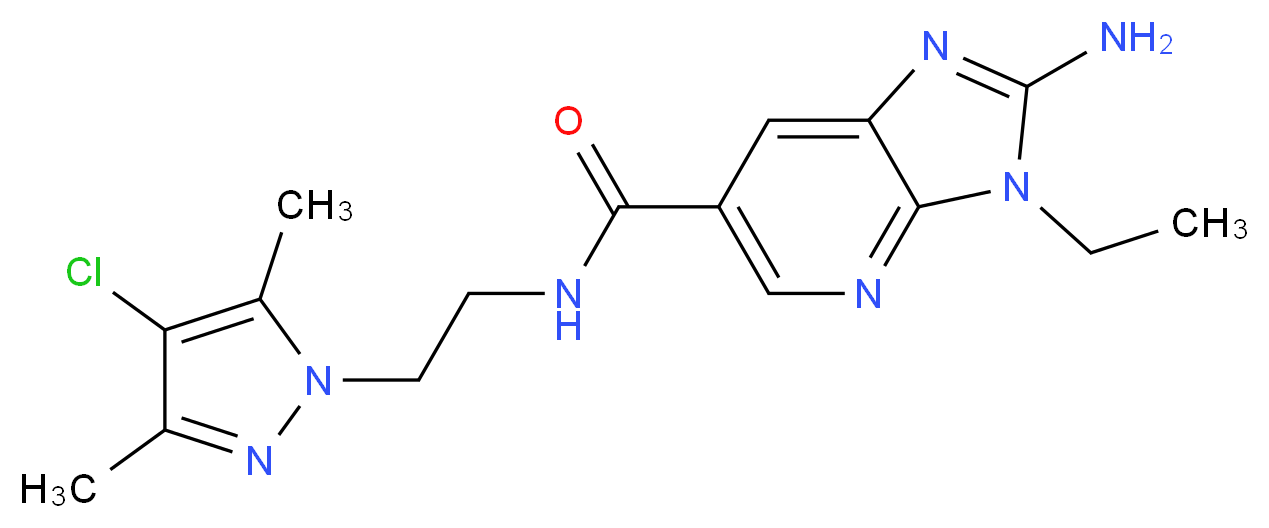 2-amino-N-[2-(4-chloro-3,5-dimethyl-1H-pyrazol-1-yl)ethyl]-3-ethyl-3H-imidazo[4,5-b]pyridine-6-carboxamide_Molecular_structure_CAS_)