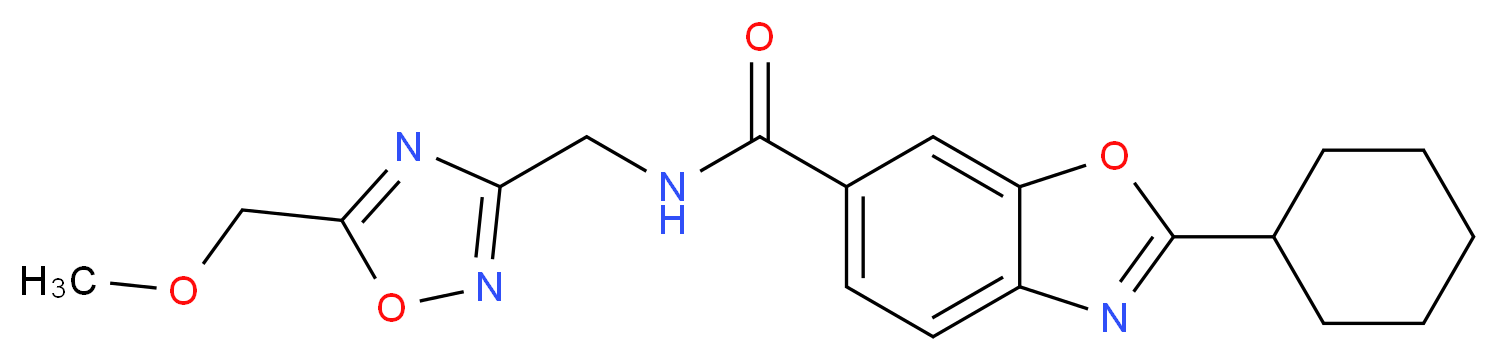 2-cyclohexyl-N-{[5-(methoxymethyl)-1,2,4-oxadiazol-3-yl]methyl}-1,3-benzoxazole-6-carboxamide_Molecular_structure_CAS_)