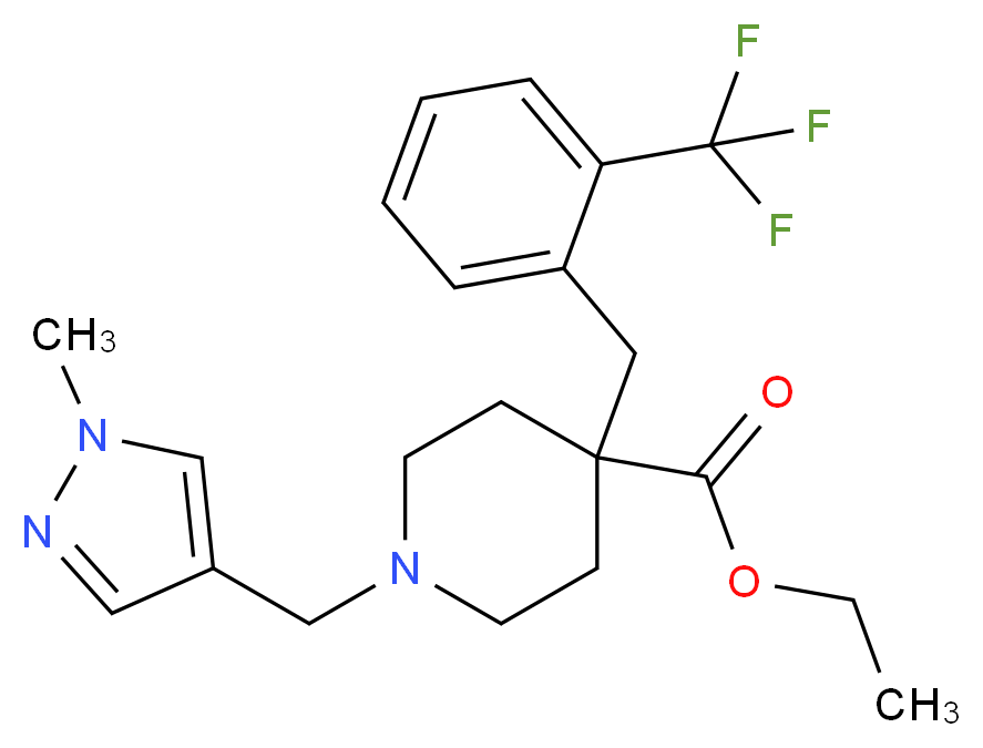 ethyl 1-[(1-methyl-1H-pyrazol-4-yl)methyl]-4-[2-(trifluoromethyl)benzyl]-4-piperidinecarboxylate_Molecular_structure_CAS_)
