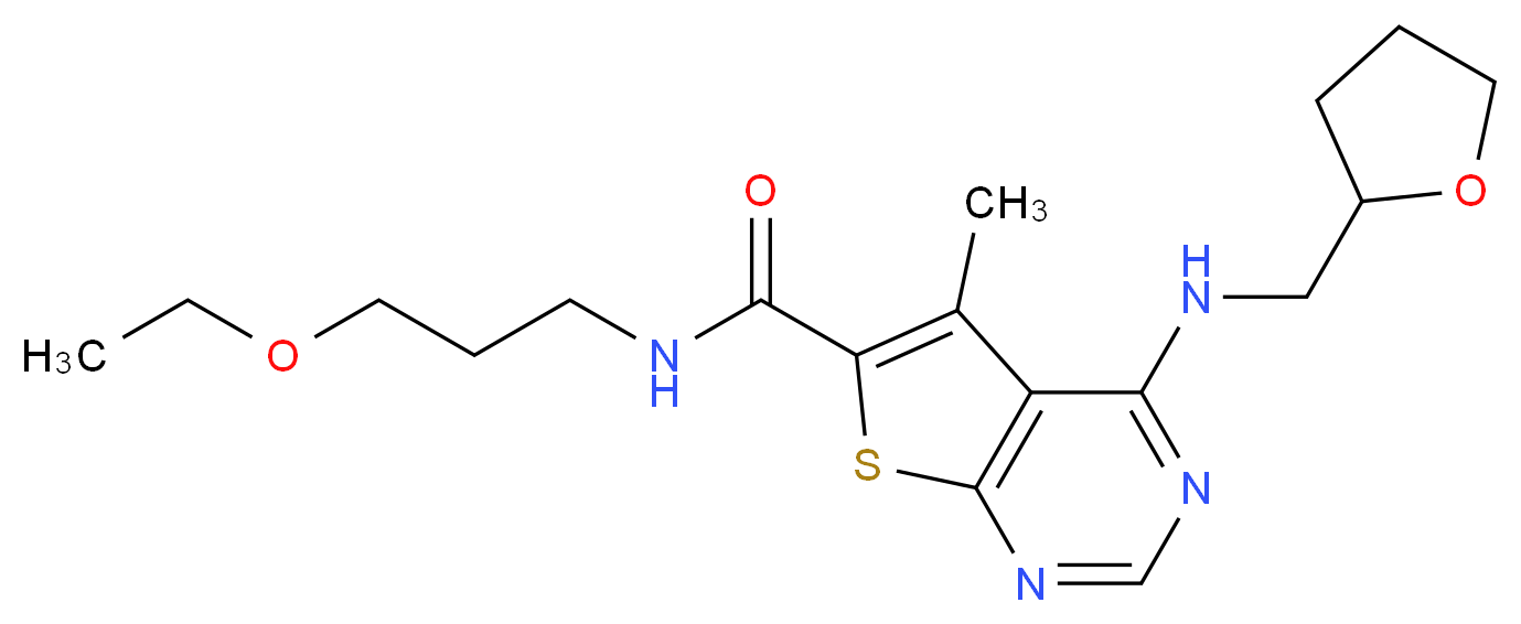 N-(3-ethoxypropyl)-5-methyl-4-[(tetrahydro-2-furanylmethyl)amino]thieno[2,3-d]pyrimidine-6-carboxamide_Molecular_structure_CAS_)