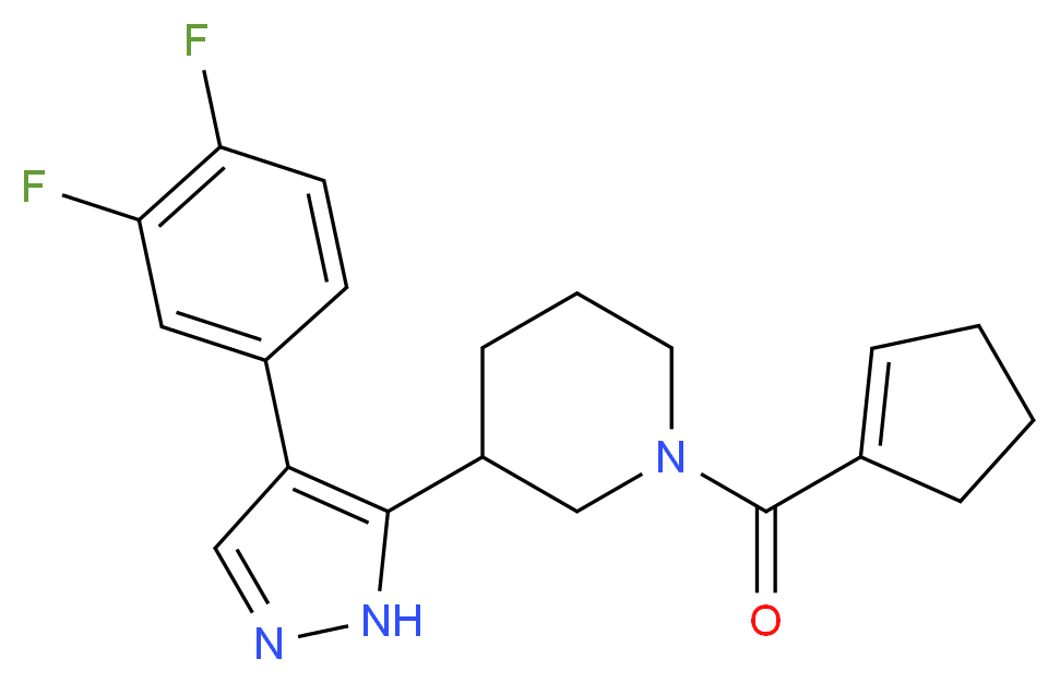 1-(1-cyclopenten-1-ylcarbonyl)-3-[4-(3,4-difluorophenyl)-1H-pyrazol-5-yl]piperidine_Molecular_structure_CAS_)