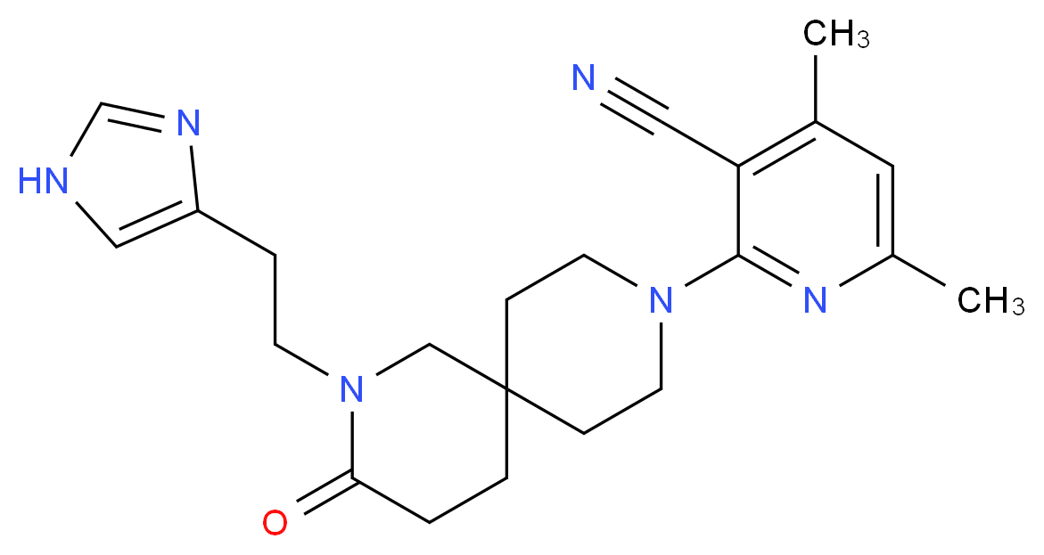2-{2-[2-(1H-imidazol-4-yl)ethyl]-3-oxo-2,9-diazaspiro[5.5]undec-9-yl}-4,6-dimethylnicotinonitrile_Molecular_structure_CAS_)