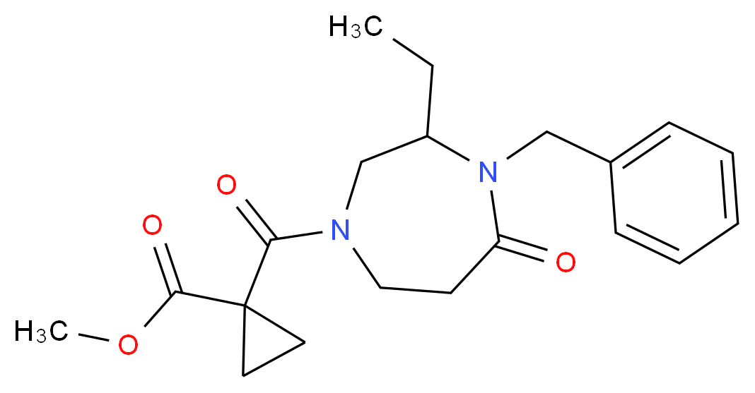 methyl 1-[(4-benzyl-3-ethyl-5-oxo-1,4-diazepan-1-yl)carbonyl]cyclopropanecarboxylate_Molecular_structure_CAS_)