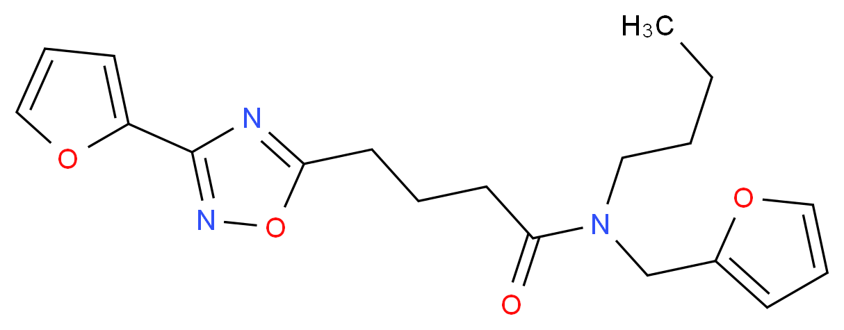 N-butyl-N-(2-furylmethyl)-4-[3-(2-furyl)-1,2,4-oxadiazol-5-yl]butanamide_Molecular_structure_CAS_)