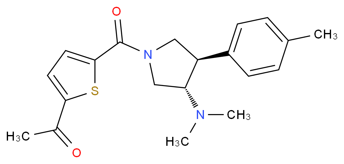 1-(5-{[(3S*,4R*)-3-(dimethylamino)-4-(4-methylphenyl)pyrrolidin-1-yl]carbonyl}-2-thienyl)ethanone_Molecular_structure_CAS_)