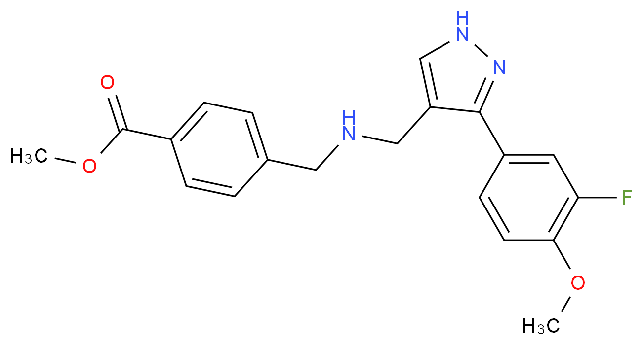 methyl 4-[({[3-(3-fluoro-4-methoxyphenyl)-1H-pyrazol-4-yl]methyl}amino)methyl]benzoate_Molecular_structure_CAS_)