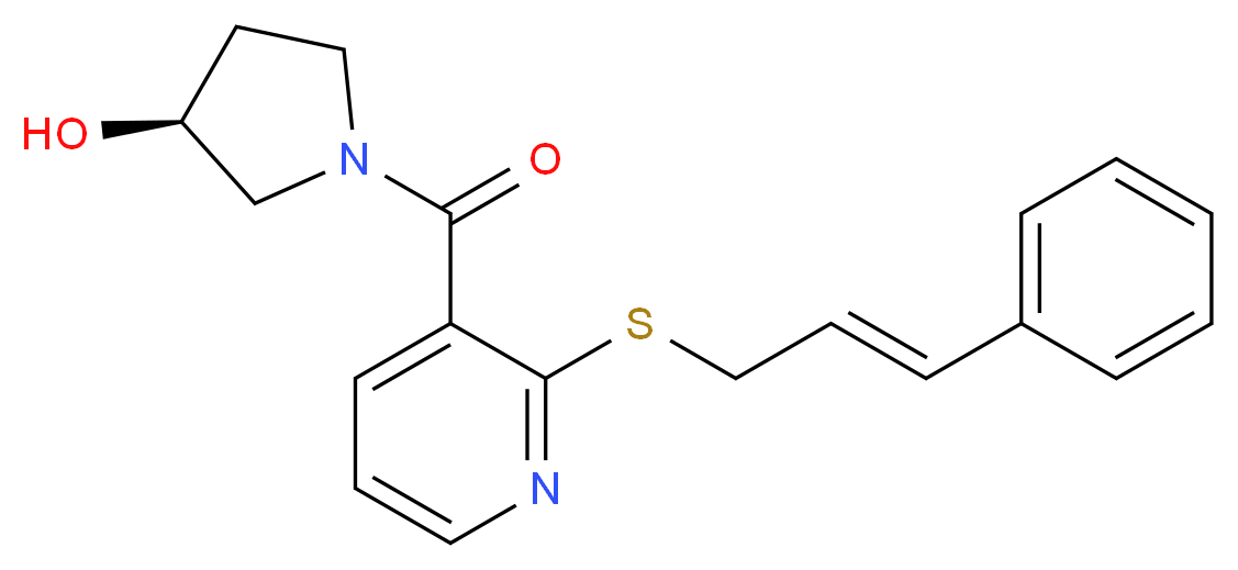 (3S)-1-[(2-{[(2E)-3-phenylprop-2-en-1-yl]thio}pyridin-3-yl)carbonyl]pyrrolidin-3-ol_Molecular_structure_CAS_)