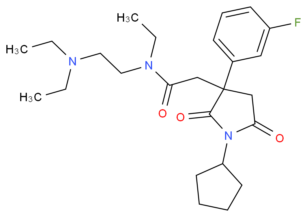 2-[1-cyclopentyl-3-(3-fluorophenyl)-2,5-dioxo-3-pyrrolidinyl]-N-[2-(diethylamino)ethyl]-N-ethylacetamide_Molecular_structure_CAS_)